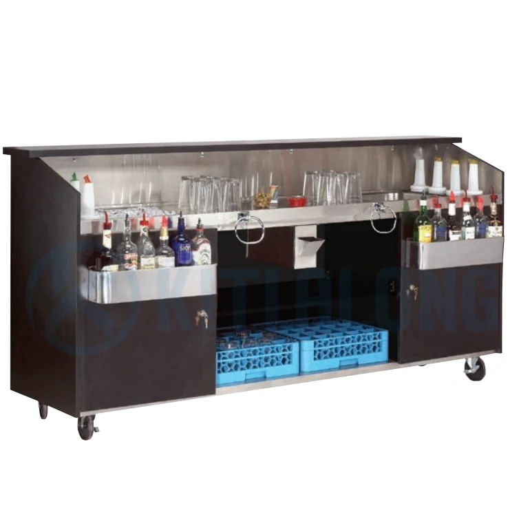 ★ Private Bar Counter Set Portable Bar Counter - Customizable Stainless Steel Top