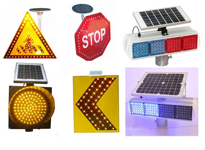 Solar Powered LED Yellow Amber Slow Down Flashing LED Traffic Road Safety Warning Strobe  Light