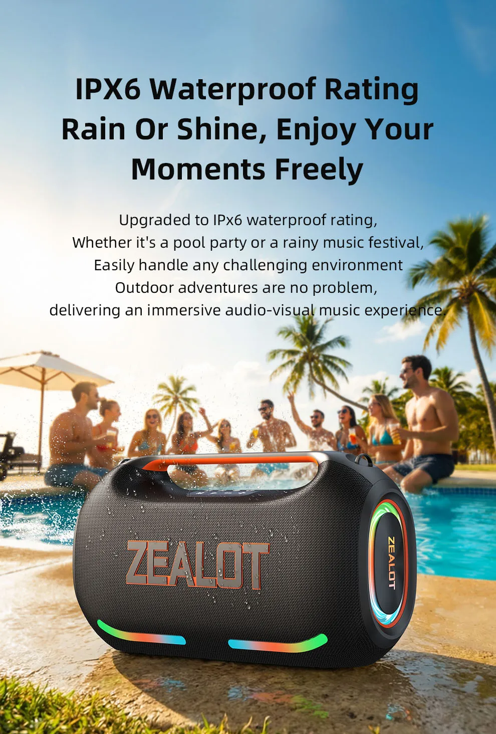 ZEALOT ZE41 250W Portable Speaker Wireless 5.3 Outdoor Speaker
