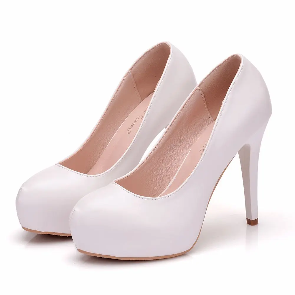 11cm White Pumps Thin Heels Toe Platform Pumps Shoes For Women High Heel Shoes Bridal Heels - Buy Closed Toe High Heel Shoes,Wedding Party Pumps Women,White Platform Pumps Shoes Product on