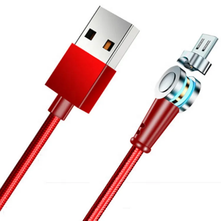 
Магнитный USB-кабель для Android Data Sync, нейлоновый Плетеный Магнитный зарядный кабель, вращающийся на 180 градусов, магнитный кабель для передачи данных 