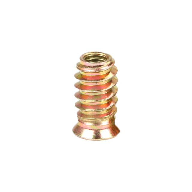 Furniture Steel Self Tapping M6 Sleeve Furniture Inside and Outside Tooth Insert Recessed Micro Copper Nut Screw for Wood