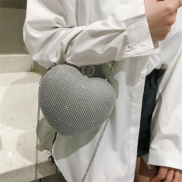 ALL PASS Luxury Cute Heart Shape Mini Clutch Purses