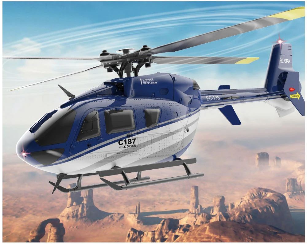 Hoshi RC ERA C187 Helicopter 2.4G 4CH Single Blade EC-135 Scale 6-Axis Gyro Electric Flybarless RC Remote Control Helicopter RTF