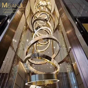 Luxury K9 Crystal Ring Chandelier Large Modern Custom Project Solution for Hotel & Villa Lighting Premium Pendant Chandelier