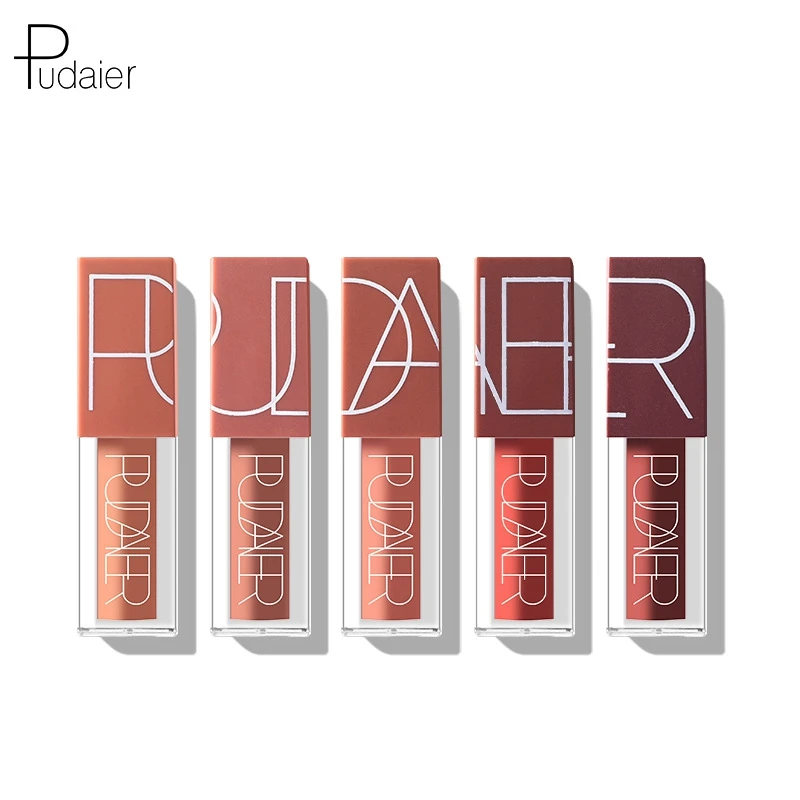 
Индивидуальный блеск для губ Pudaier, блеск для губ с фирменной этикеткой, нюдовый макияж, матовый бархатный Жидкий блеск для губ, не прилипает, пять цветов 