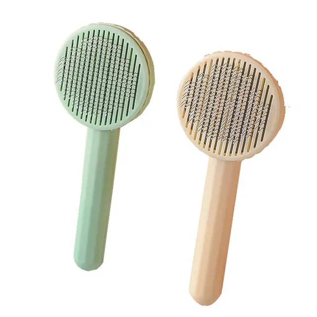 High Quality Stainless Steel Plastic Cat Comb Brush Small Artifact Pet Dog Hair Cleaning Tool Floating Hair Feature Pet Grooming