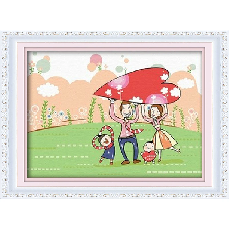 Hot-Selling Custom DIY Anime Group Image Painting by Numbers Kits Mickey and Donald Family Happy Time