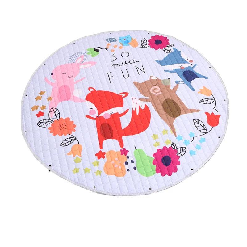 IVY Baby Gym Play Mats Στρογγυλό πάτωμα μαλακό βαμβακερό φορητό παιδικό παιχνίδι καρτούν Τσάντα αποθήκευσης και παιχνίδια ματ