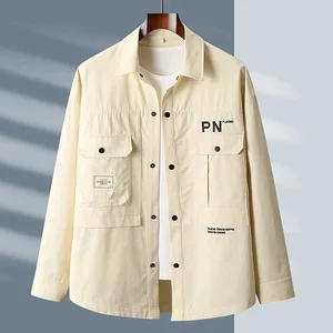 Wholesale Men's Cargo Jacket Spring and Autumn Fashion Loose Large Size Long Sleeve Men's 100% Cotton Shirt
