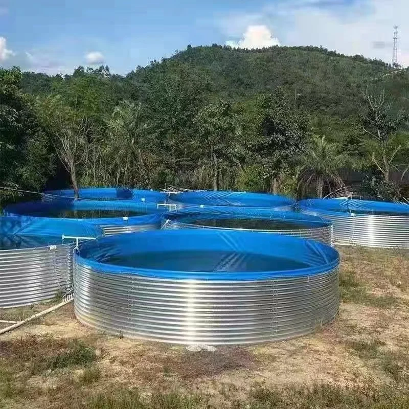 Perfect Quality Galvanized Panel Frame Fish Pond With PVC Liner Circular Fish Tank