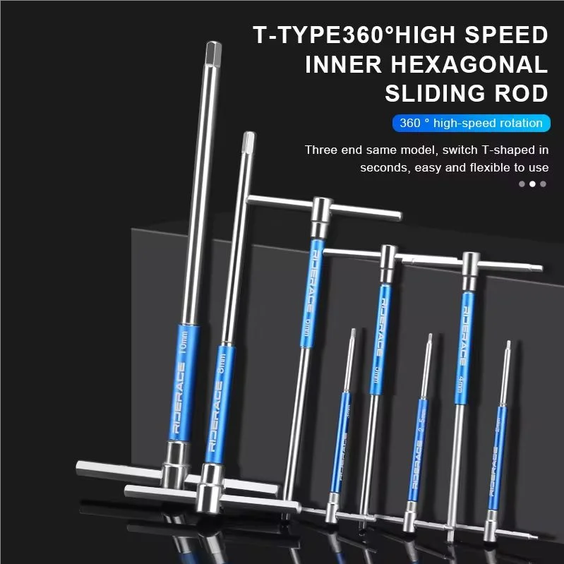 RIDERACE Bicycle Allen Hex Key Wrench Hand Bike Repair Tools Set T Handle 2/2.5/3/4/5/6/8/10mm CRV Steel Inner Hexagon Spanner