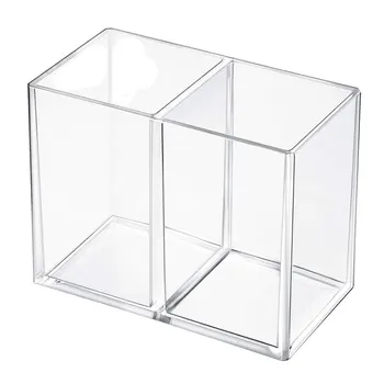 Office Large 2 Compartments Makeup Organizer Acrylic Pen Holder For ...