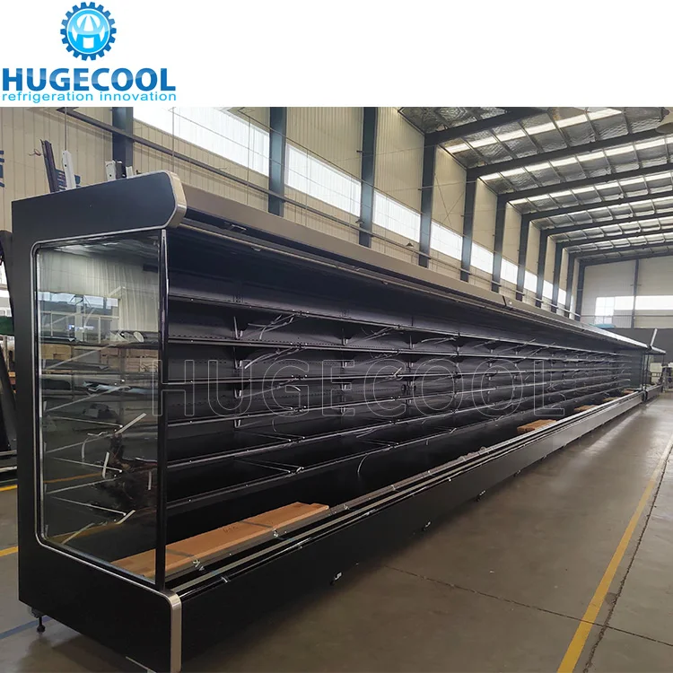 Remote Type Supermarket Upright Multideck Chiller , Open Chiller Showcase for Vegetables and Fruits Display