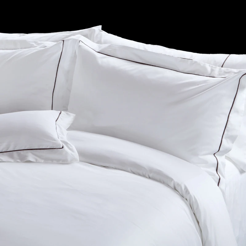 Одноместный Двухместный Комплект постельного белья из хлопка 40S с вышивкой постельное белье для отеля