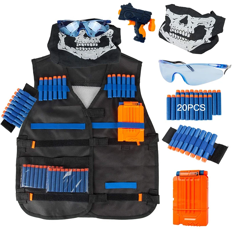 Outdoor Kids Tactical Vest Set with Adjustable Belt Compatible for Nerf-gun EVA Soft Bullet Gun Shooting Protect Safety Vests
