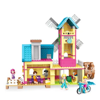 658 PCS DIY Customizable Holiday windmill cottage ABS material for girl House Bricks Legoing Toys