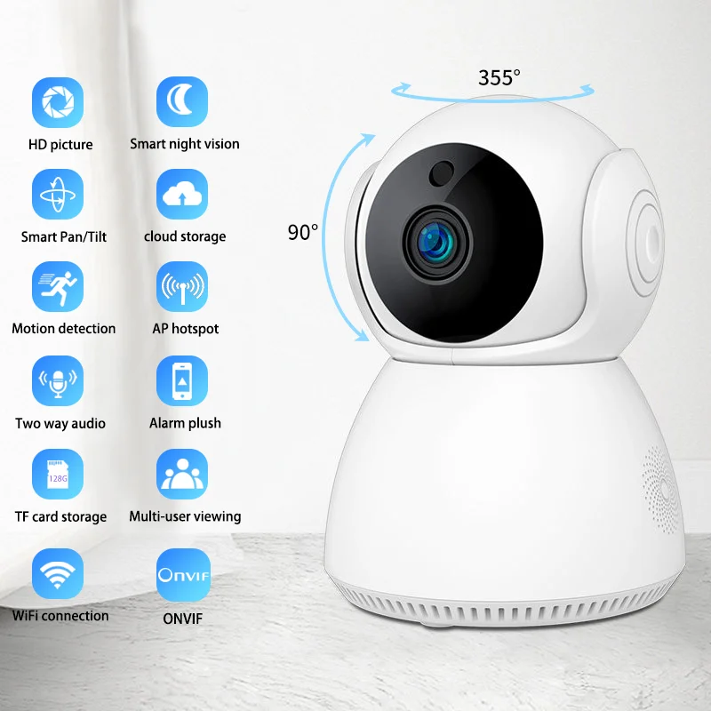 V380 Wifi Camera Full Night Vision Ways Audio Smart Auto Rotate Tracking  3mp Snow Man Baby Camera - Main Image
