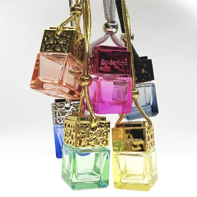 8ml Square Bottle for Hanging Car Air Freshener Perfume Pendant Empty Glass Car Diffuser Bottle