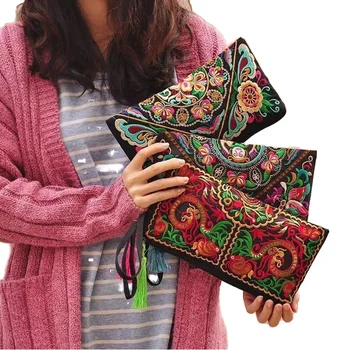 New Fashion Personality Girls Ethnic Style Embroidered Wallet Purse Handbag Bag