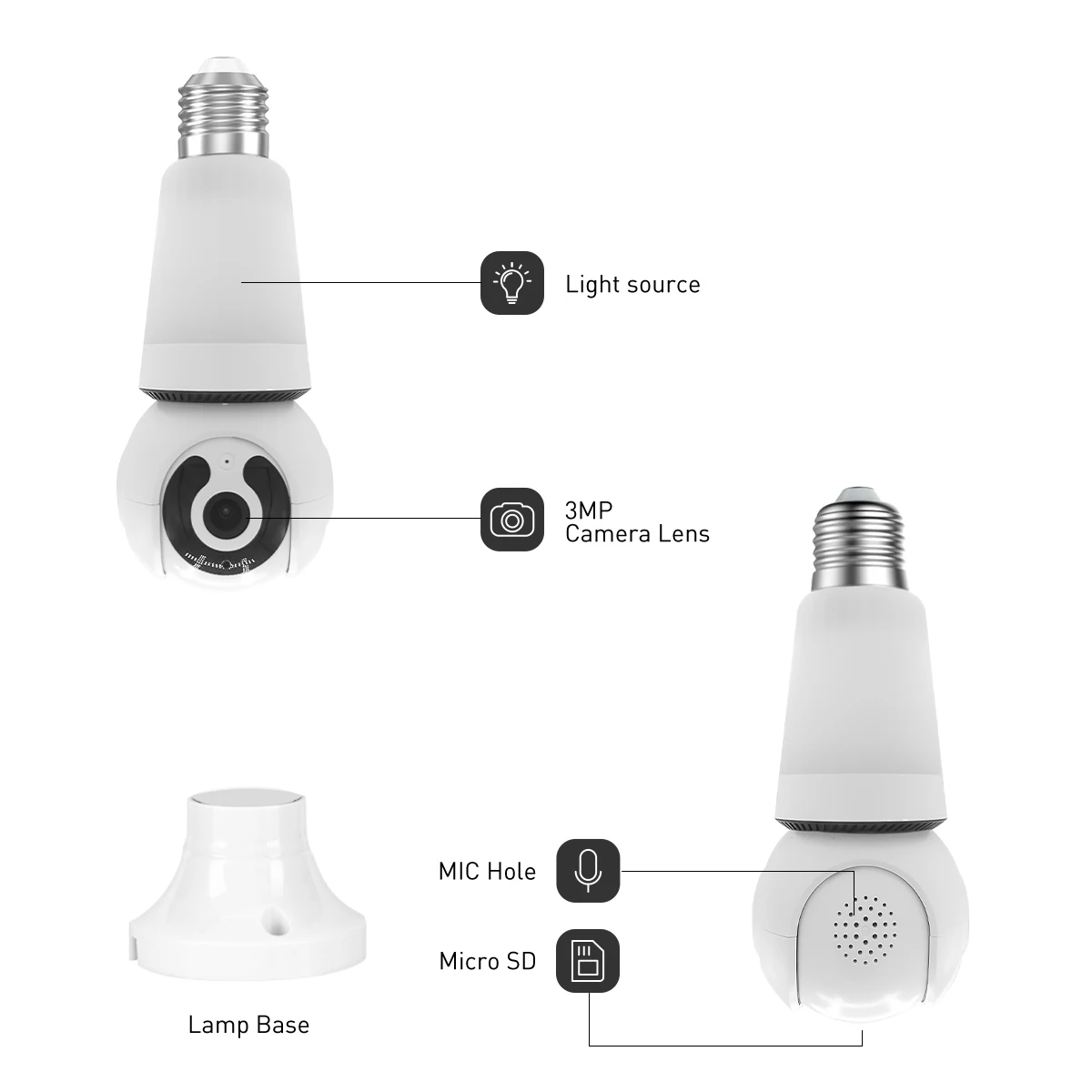 product v380 rvq26 3mp wifi bulb camera indoor security camera cctv night vision storage motion detection tf card cloud data-70