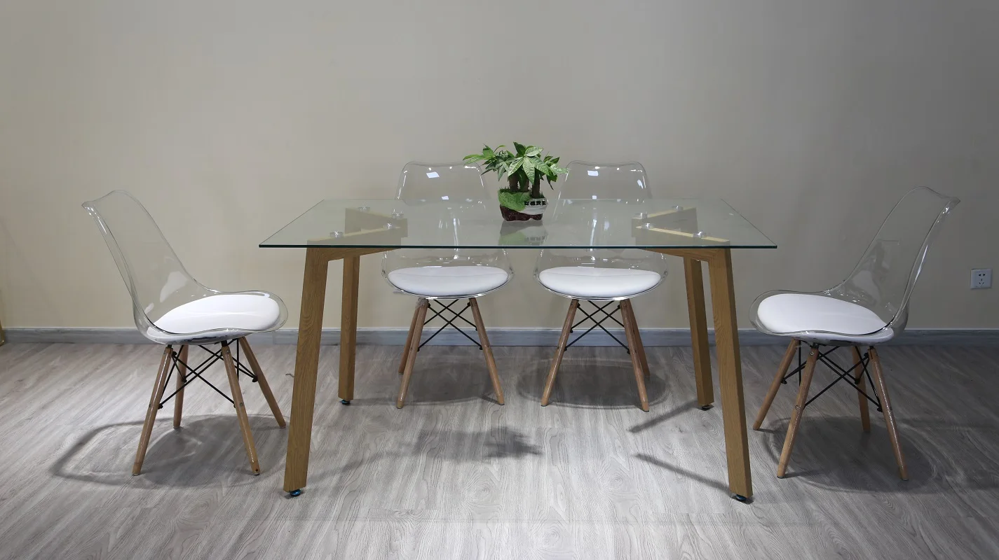 New Style Dining Table Set 6 Seater Light Grey Chairs Kitchen Furniture