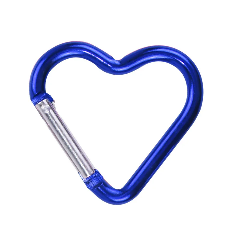 Aluminum Heart Shape Spring Carabinas Key Hook Spring Clip Karabiner Keychain Snap Hook