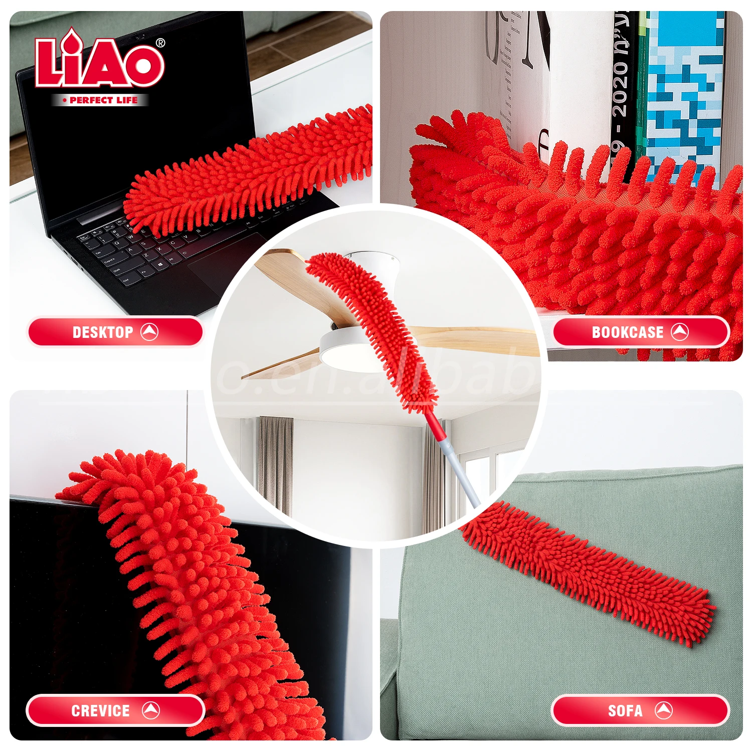 LiAo Extendable Multifunctional Telescopic Microfibre Cleaning Brush Long Handle Home duster