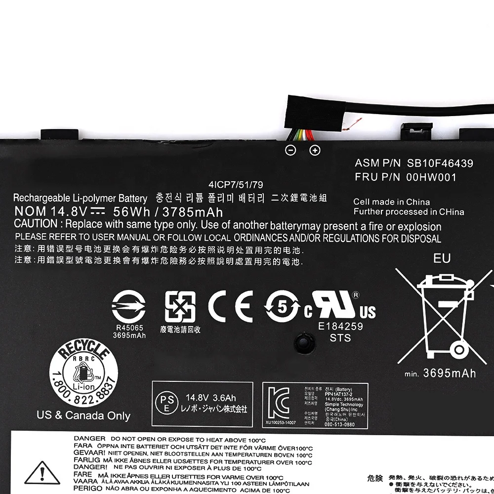 Rechargeable Laptop Battery Sb10f46439 00hw001 For Lenovo Thinkpad S5