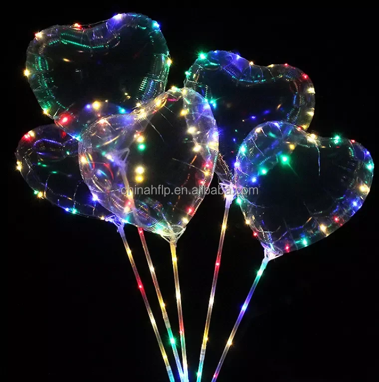 Transparent Led Light Up Strobe Valentine Bobo Balloons For Christmas