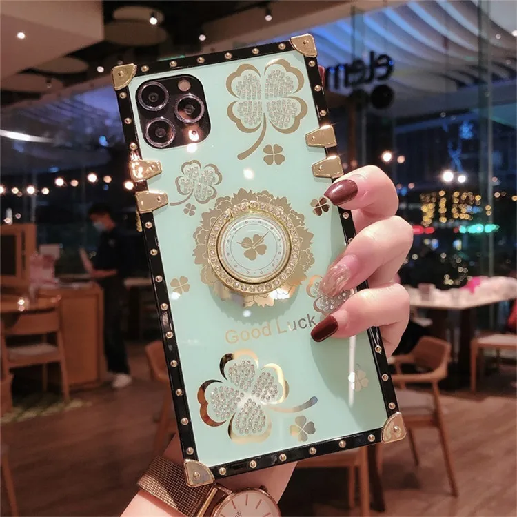Luxury Square Fashion Times Phone Case with Holder Ring