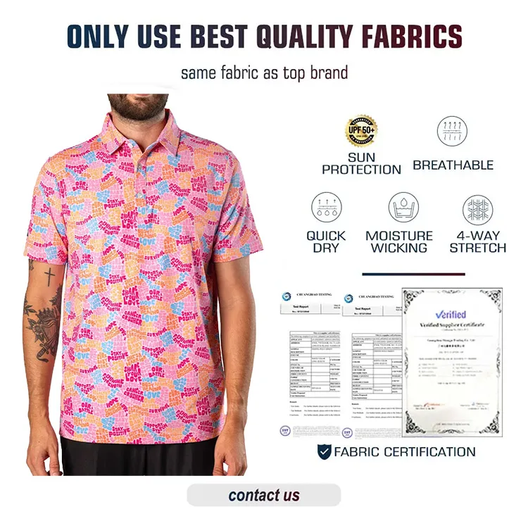 Custom Modern Fancy Personalized Comfortable Customizable Quality Sale Shirts Man Bright Hip Sublimated Funny Golf Polo Shirt