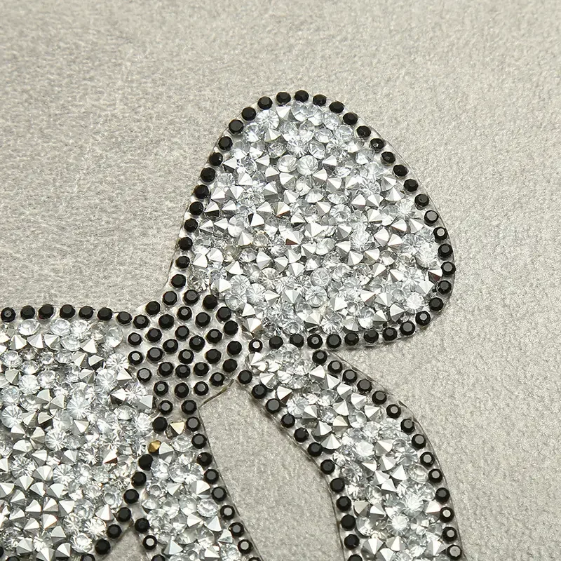 New Product butterfly Bow Shape Rhinestone Applique Custom Hot Resin Diamond Patch for Clothing