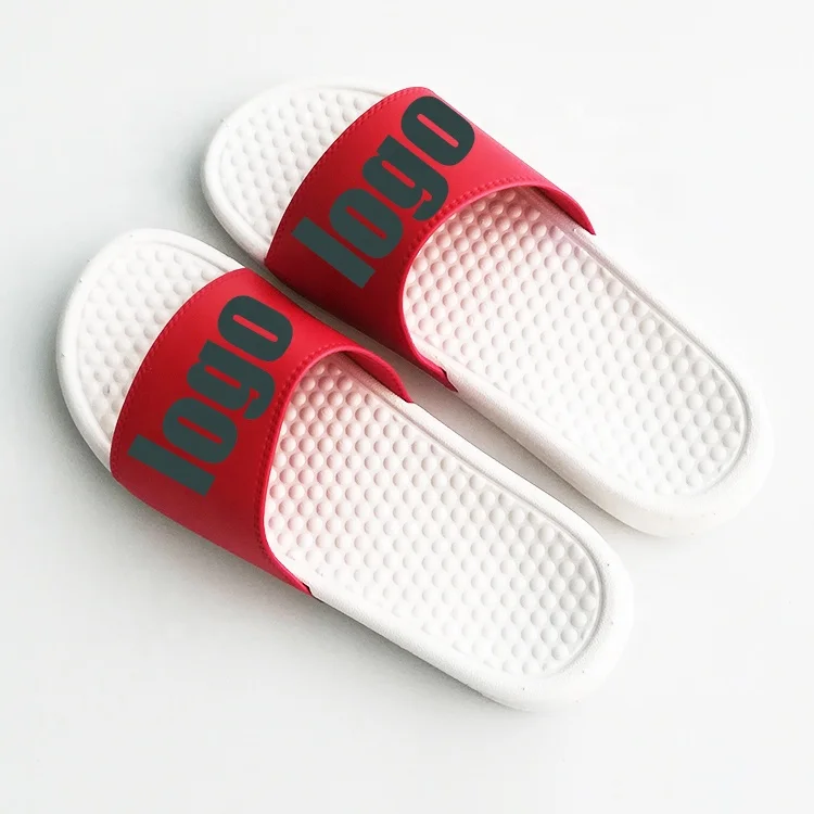 2022 New Design Custom Rubber Massage Sole Slides Sandals With Logo PVC Beach Flip Flop Bath slippers Custom logo Durable