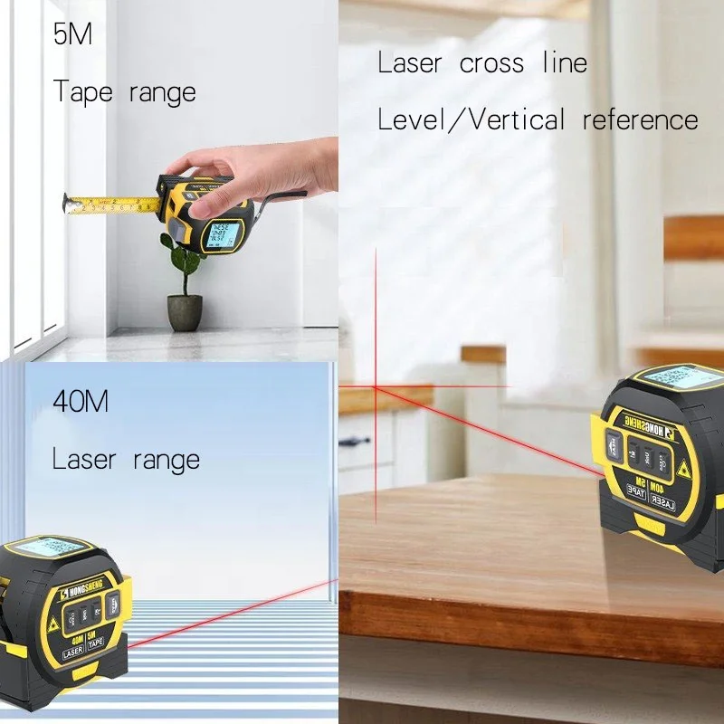 Rangefinder Tape Measure Ruler Backlight LCD Display Distance Meter Building Measurement Device Area Volumes Surveying Equipment