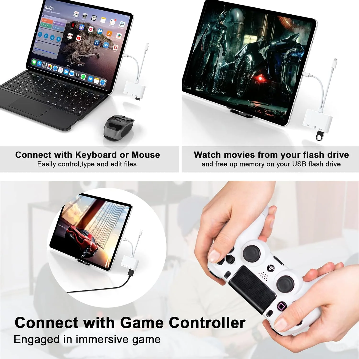 Lettore Di Schede SD 8 In 1 USB-C: Adattatore OTG Con 4 Slot Per Memorie E USB 3.0 Per IPhone 15, IPad, Android E Computer - 5