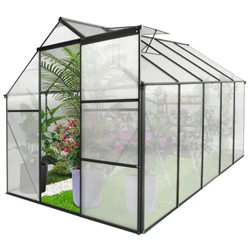 Heavy Duty Walk-in Greenhouses Polycarbonate Greenhouse and Anchor Aluminum for Outdoor Backyard Free Shipping 6x10 FT