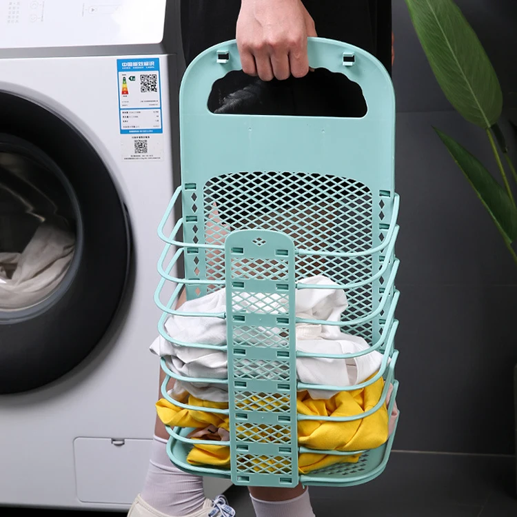 Hanging Plastic Space-Saving Lightweight Waterproof Eco-Friendly Collapsible Foldable Laundry Hamper Wall-Mounted Basket