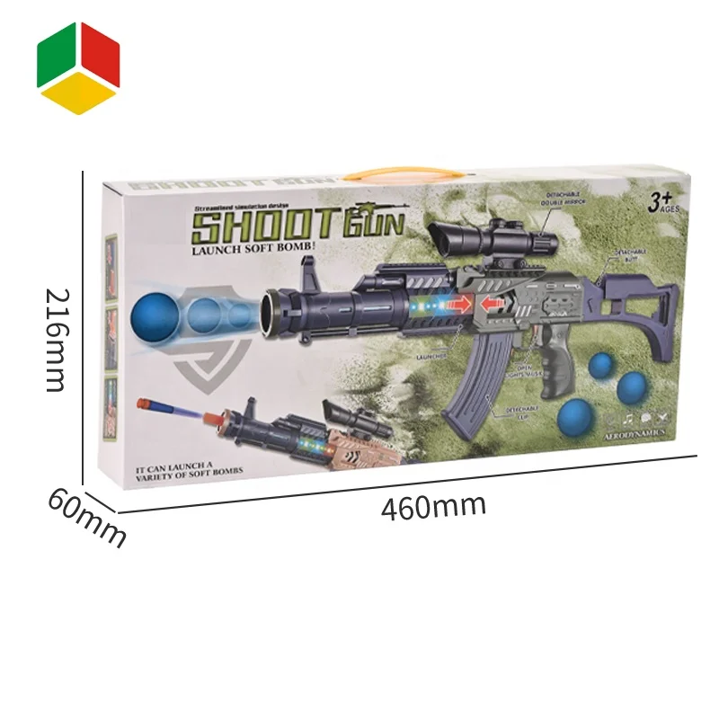 QS Popular Shots Manual Soft Bullets Gun Toy Long Shooting Range Pistol Air Power Toys With Sound and Light