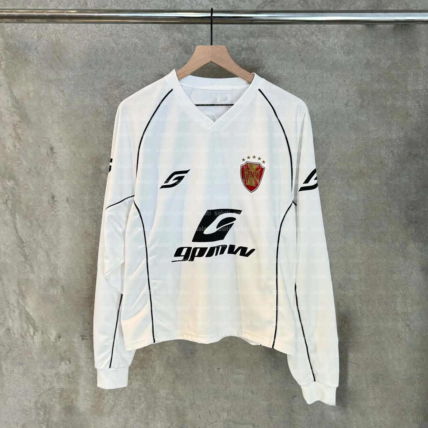 Salati Manufacturer Custom Tee Streetwear Boxy Retro Vintage Full Long Sleeve T Shirt Vintage Retro Soccer Football Jersey Men gallery 2