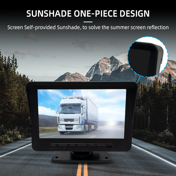 Wemaer Universal 12V-24V Heavy Duty Truck Bus Vehicle Camera System 7inch Monitor Reverse Cameras With Parking Line factory