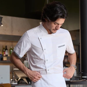 Men's Short-Sleeved Summer Chef Work Clothes for Restaurants Bars Catering Hotels Baking Cake Shops Restaurant & Bar Uniforms