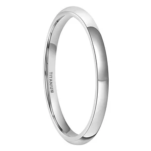Coolstyle Jewelry Domed Polished 2mm Stackable Wholesale Titanium Ring for Women Men Fashion Engagement Wedding Band