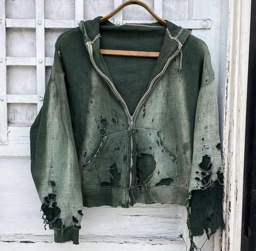 Custom Logo Heavy Weight Fabric Cut and Sew Embroidery Patch Oversized Distressed Unisex Acid Wash Sun Faded Waffle Hoodie Men