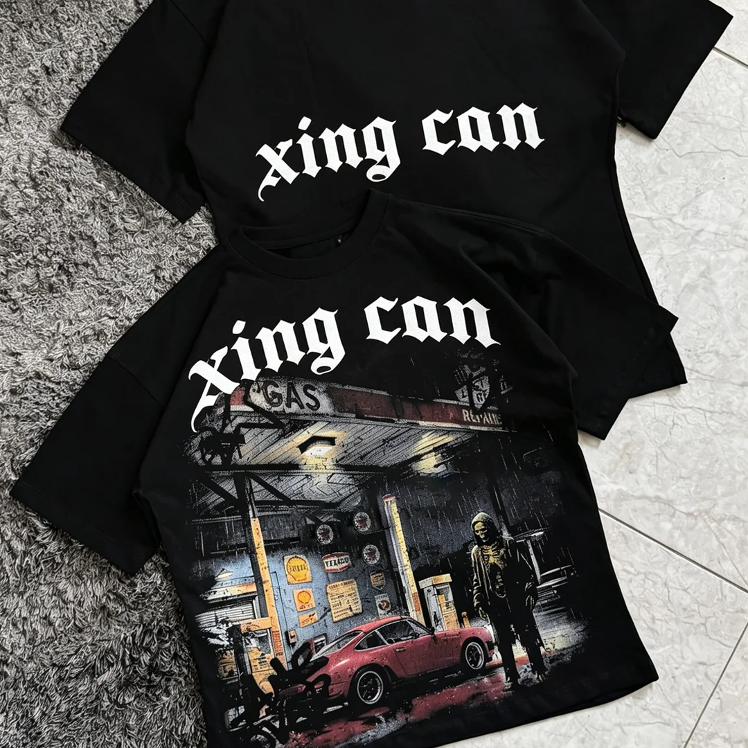 Niestandardowe męskie T-shirty z prywatną marką, oversized, w rozmiarach plus size, w amerykańskim stylu sportowym, z nadrukowanymi cyframi, krótkie rękawy, spadające ramiona