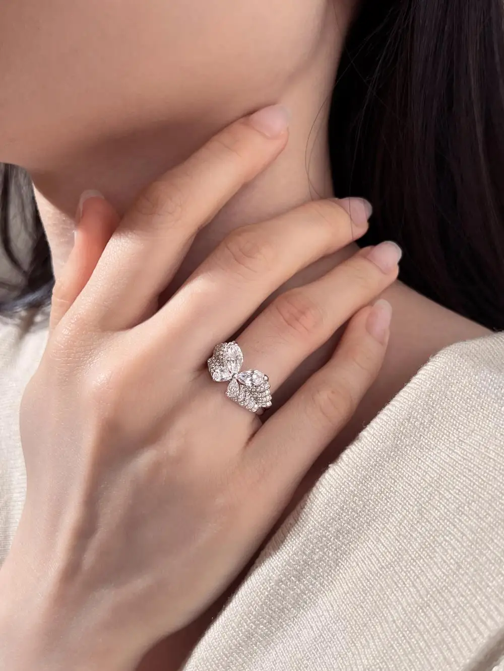 KAKODIY 925 Sterling Silver High-end Boutique Jewelry for Women Ring Wedding Engagement Promise Butterfly Ring detail 1