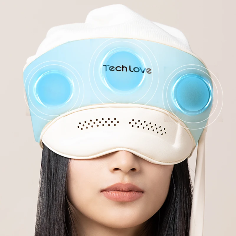 Techlove 2 In 1 Head Eye Massager Electric Heat Air Pressure Vibrating Helmet Head Scalp 5518