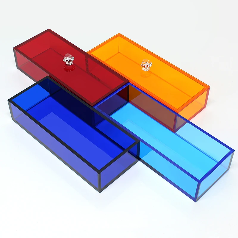 Factory Customized Acrylic Translucent Color Acrylic Organizer Box With Lid