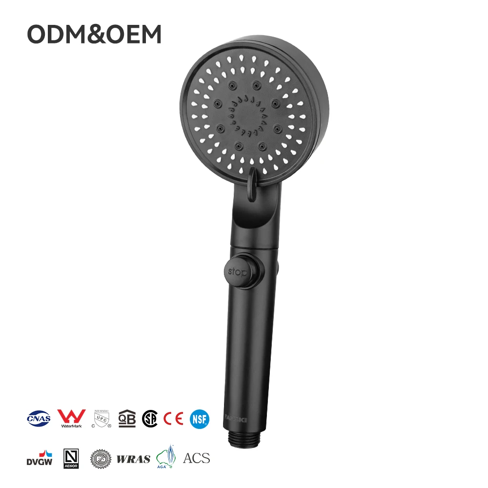 Customization Electroplated Handheld 5-Function Shower Head with Boosting Spray Head and Shower Hose for Bathroom Bath Use