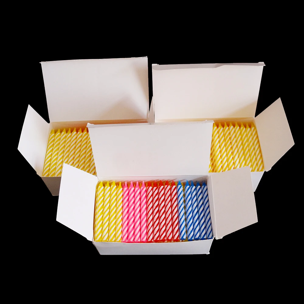 Wholesale in Bulk Threaded Twisted Colorful Happy Birthday Cake Party Candle